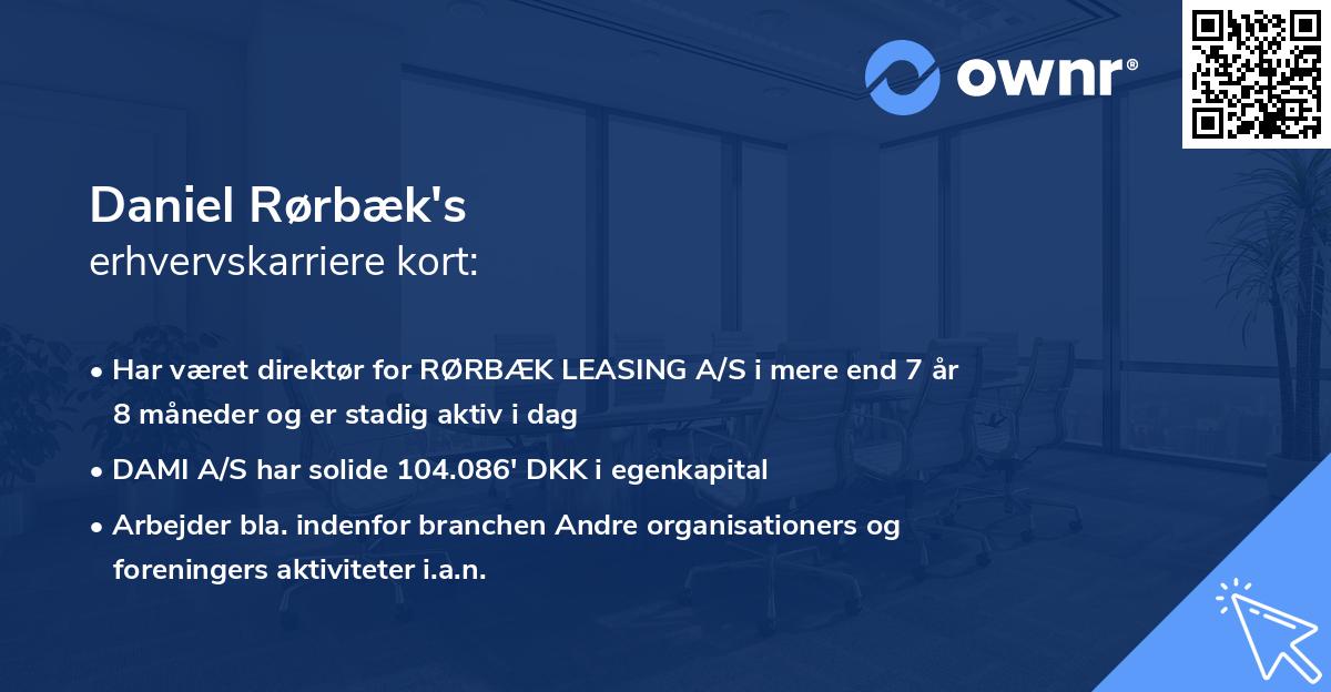Daniel Rørbæk's erhvervskarriere kort