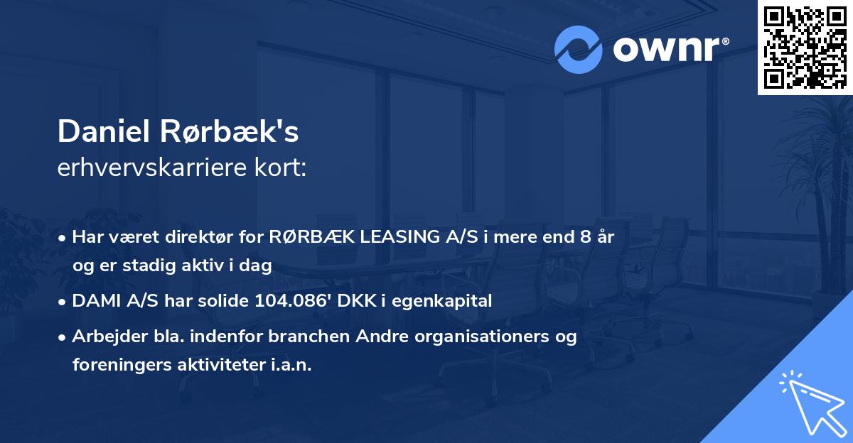 Daniel Rørbæk's erhvervskarriere kort
