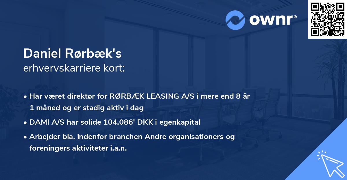 Daniel Rørbæk's erhvervskarriere kort