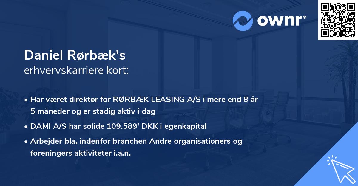 Daniel Rørbæk's erhvervskarriere kort