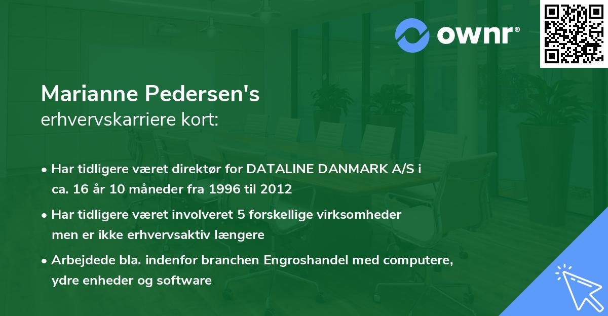 Marianne Pedersen's erhvervskarriere kort