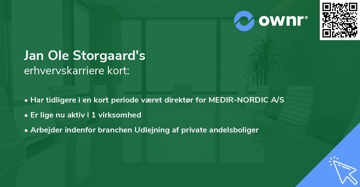 Jan Ole Storgaard's erhvervskarriere kort