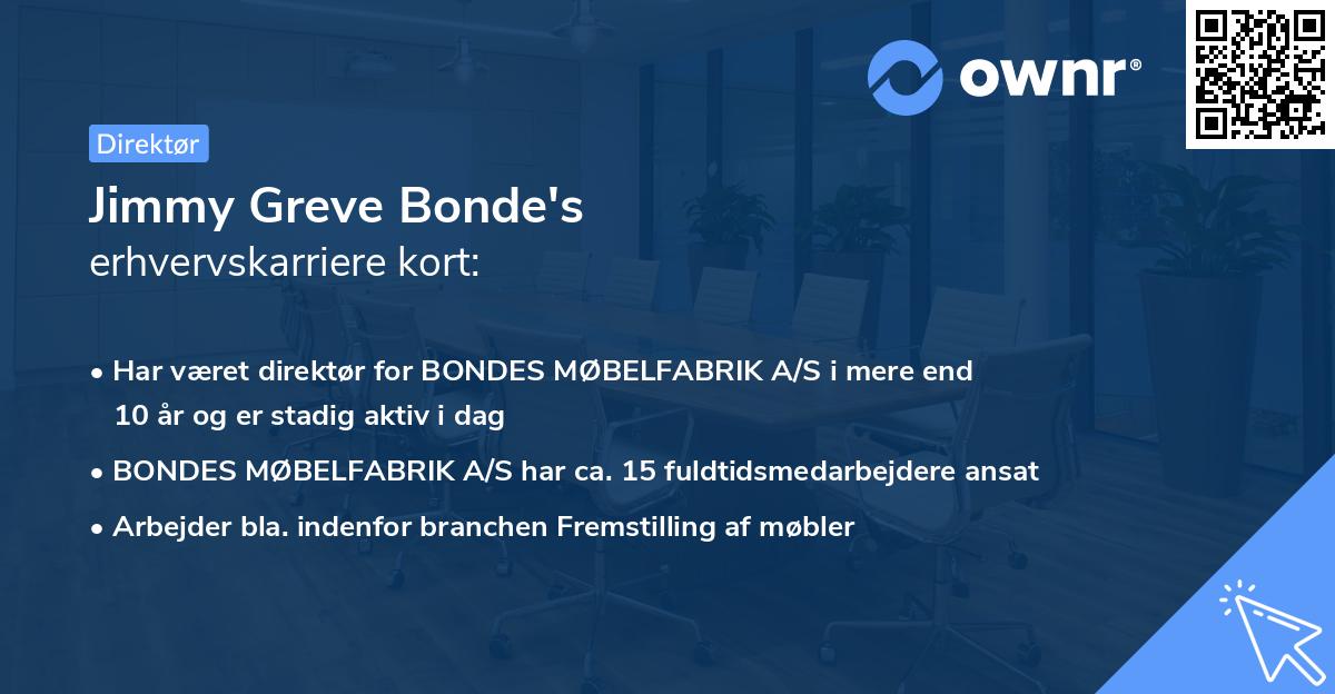 Jimmy Greve Bonde's erhvervskarriere kort