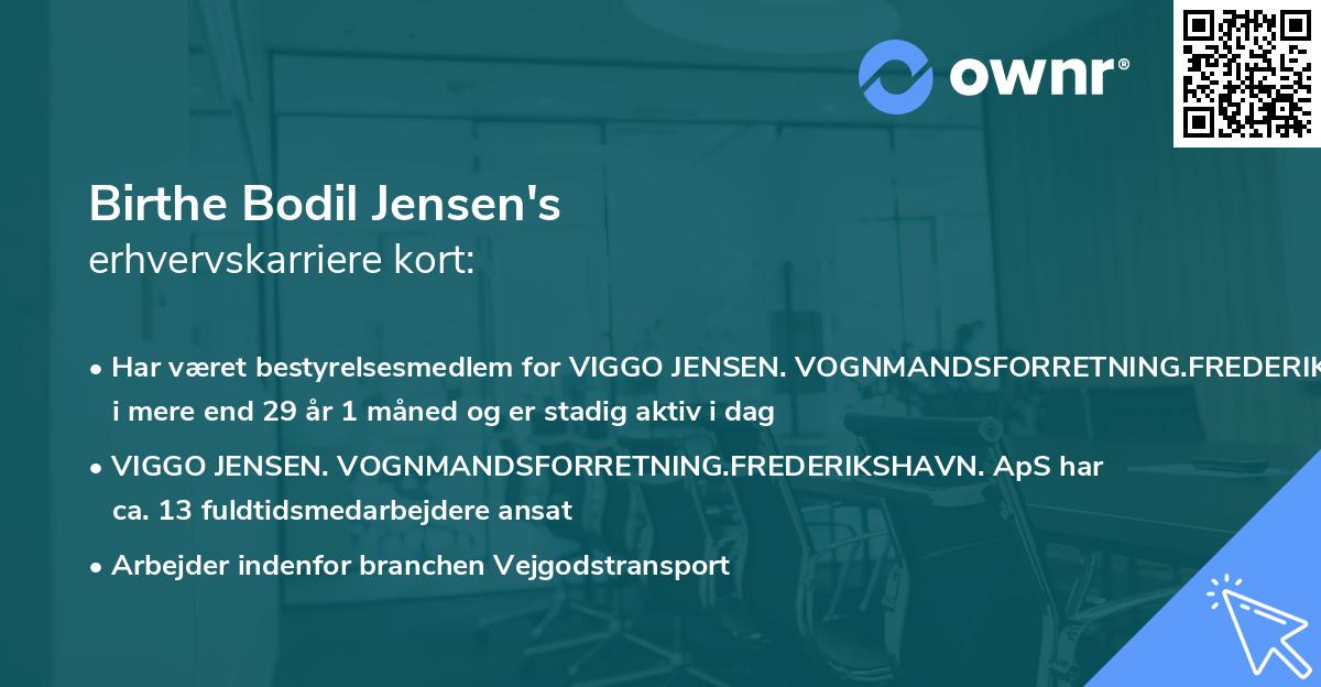 Birthe Bodil Jensen's erhvervskarriere kort