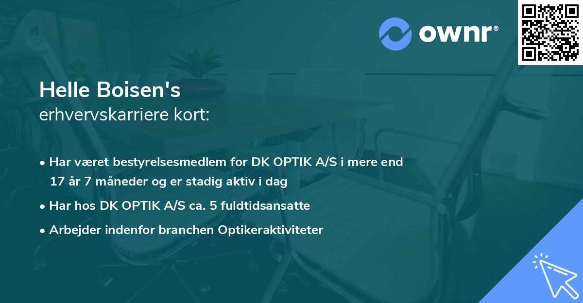 Helle Boisen's erhvervskarriere kort