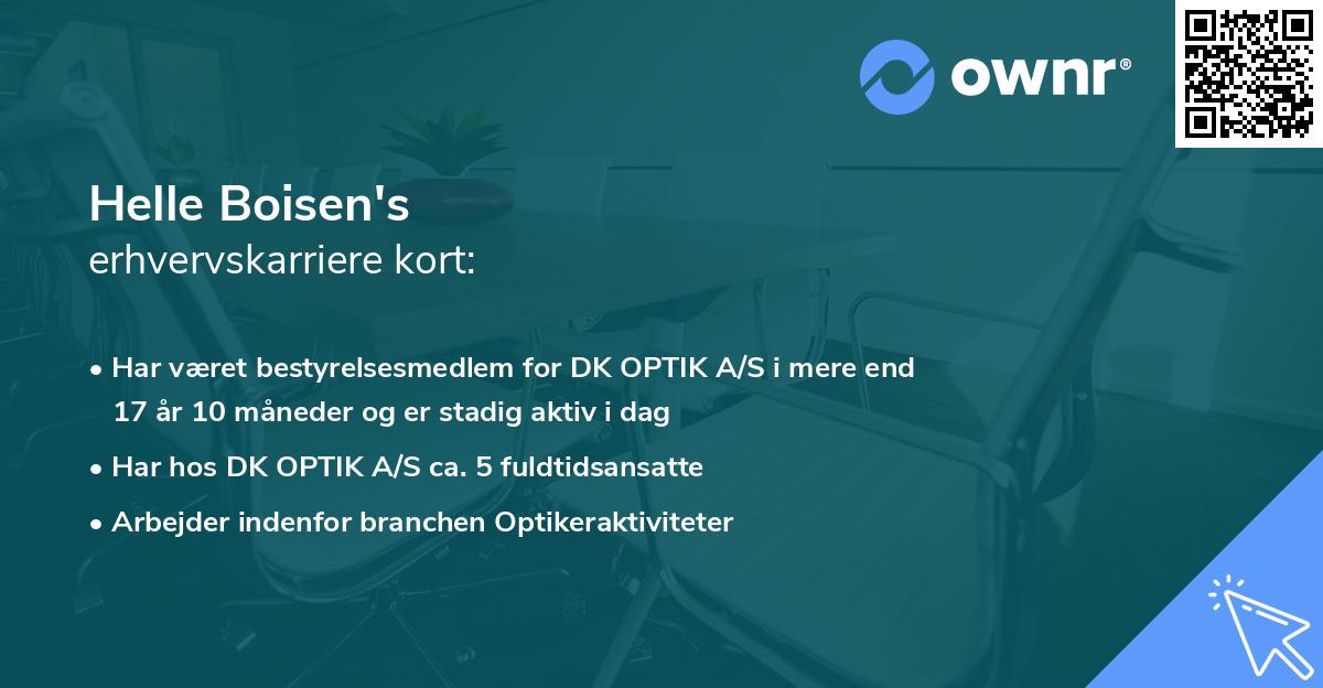Helle Boisen's erhvervskarriere kort