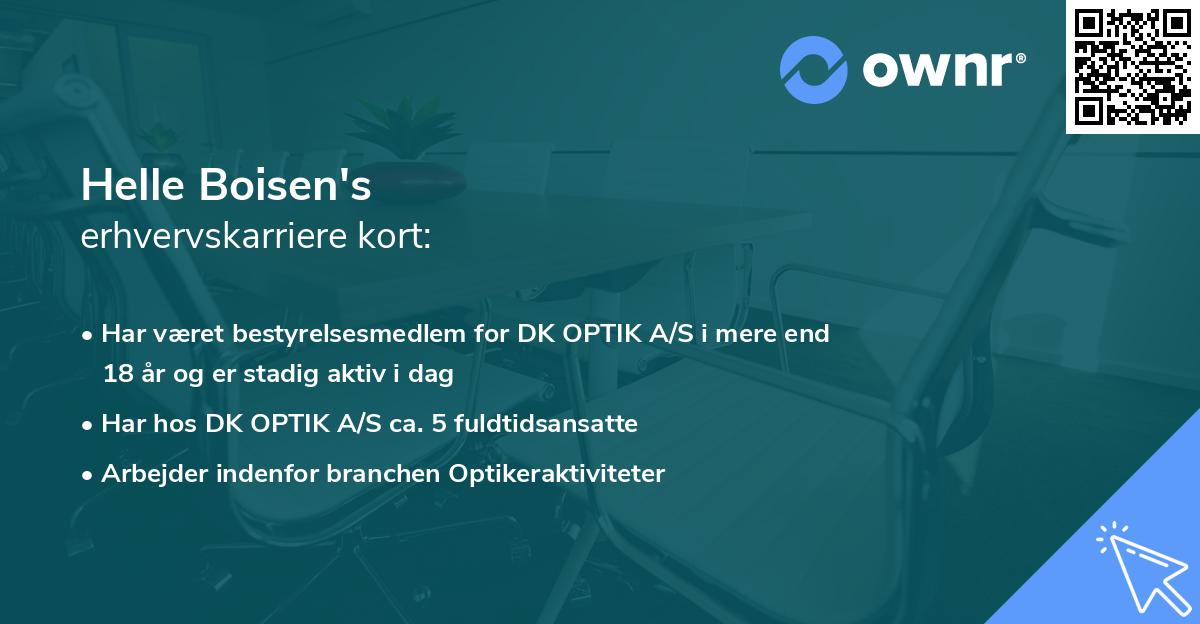 Helle Boisen's erhvervskarriere kort