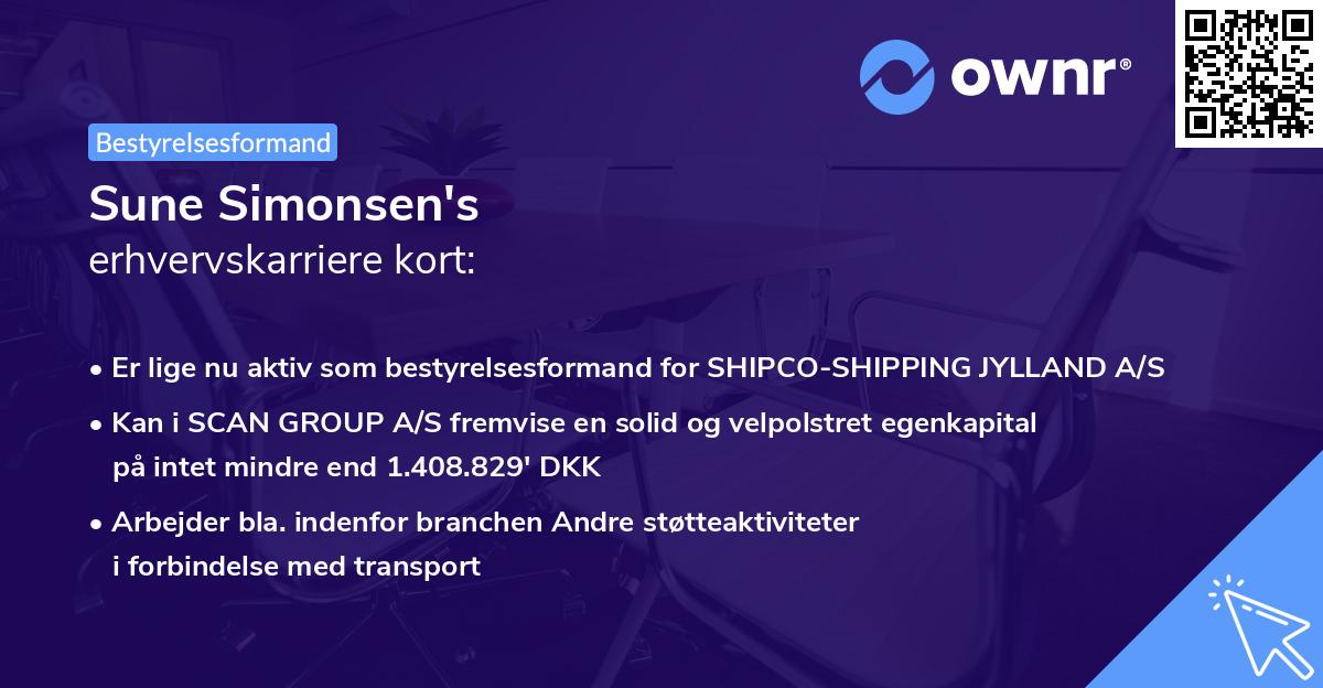 Sune Simonsen's erhvervskarriere kort