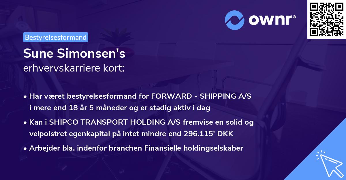 Sune Simonsen's erhvervskarriere kort