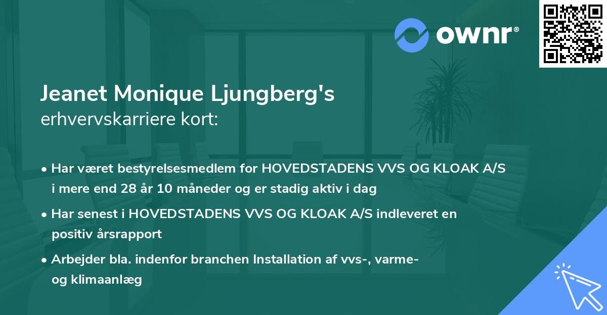 Jeanet Monique Ljungberg's erhvervskarriere kort