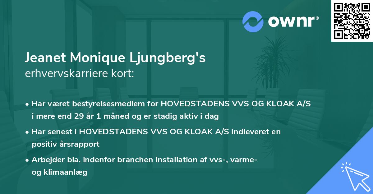 Jeanet Monique Ljungberg's erhvervskarriere kort