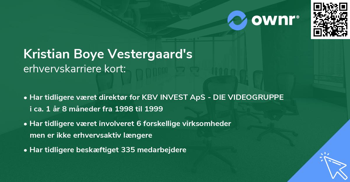 Kristian Boye Vestergaard's erhvervskarriere kort
