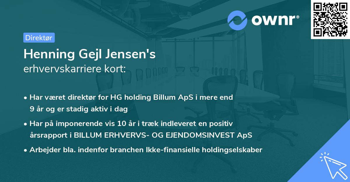 Henning Gejl Jensen's erhvervskarriere kort