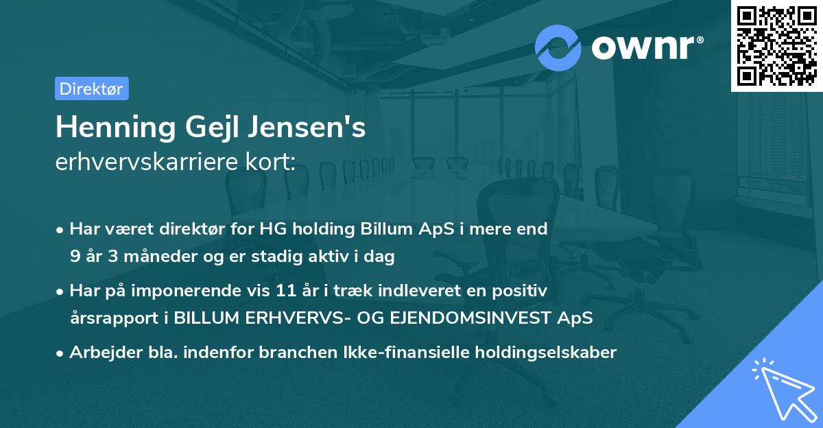 Henning Gejl Jensen's erhvervskarriere kort