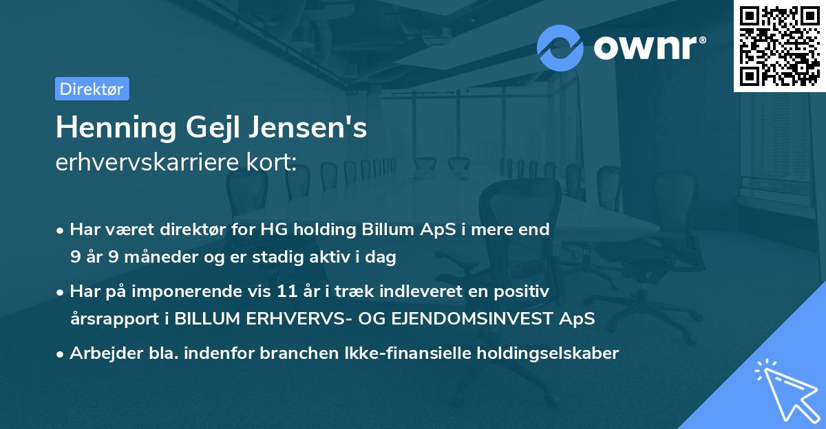 Henning Gejl Jensen's erhvervskarriere kort