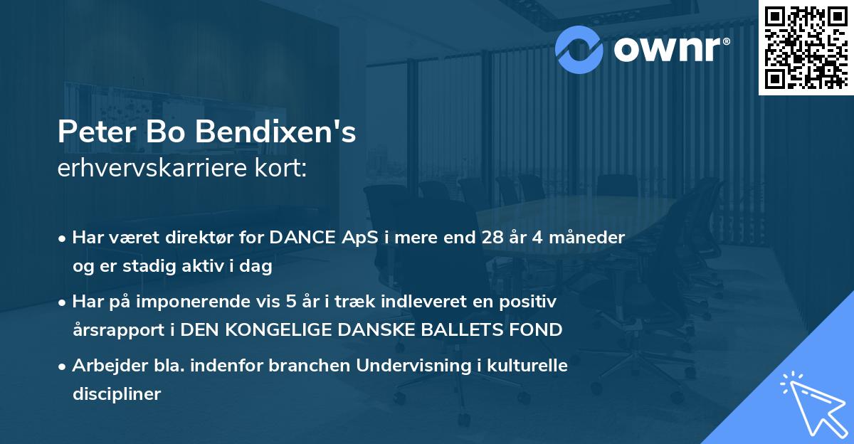 Peter Bo Bendixen's erhvervskarriere kort