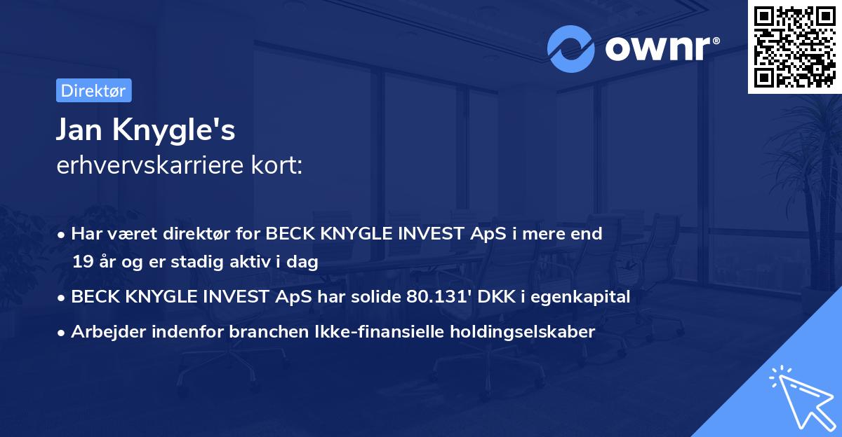 Jan Knygle's erhvervskarriere kort