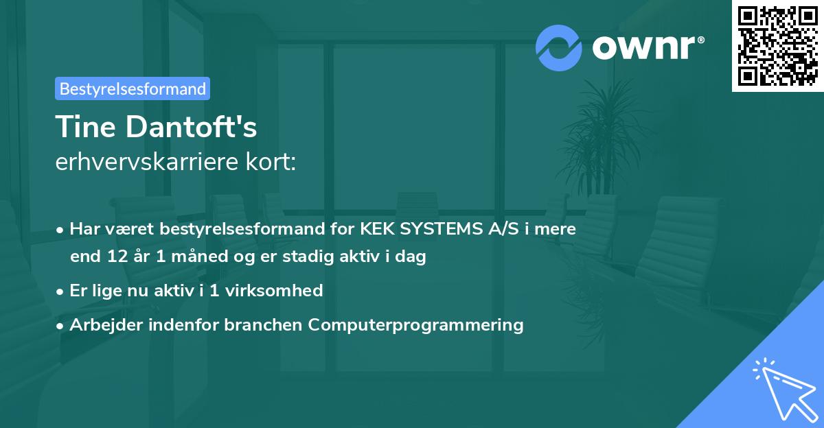 Tine Dantoft's erhvervskarriere kort