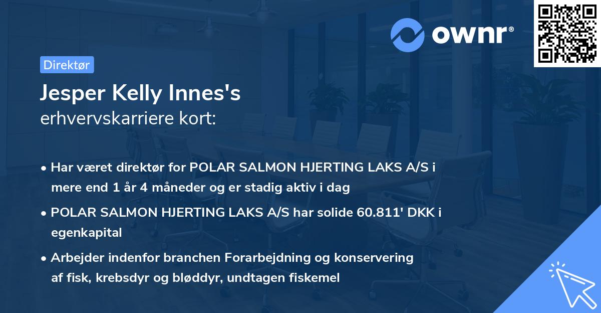 Jesper Kelly Innes's erhvervskarriere kort