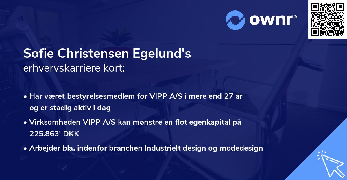 Sofie Christensen Egelund's erhvervskarriere kort