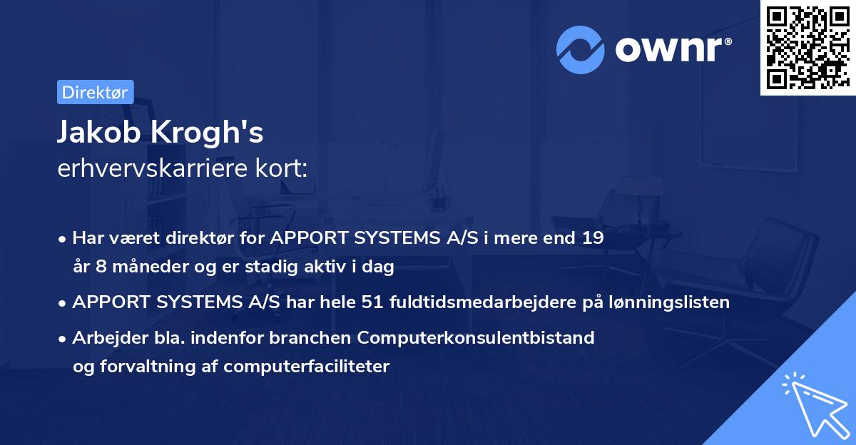 Jakob Krogh's erhvervskarriere kort