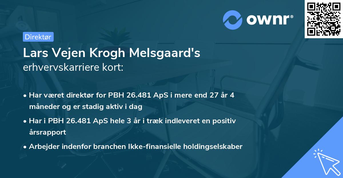 Lars Vejen Krogh Melsgaard's erhvervskarriere kort