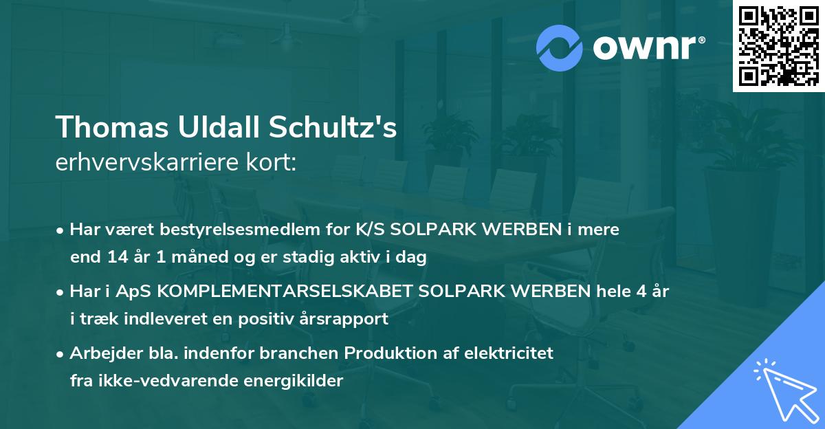 Thomas Uldall Schultz's erhvervskarriere kort