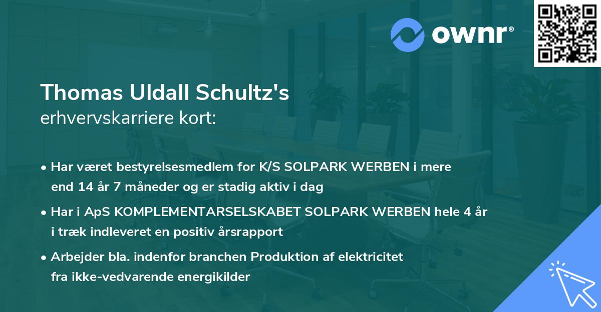 Thomas Uldall Schultz's erhvervskarriere kort