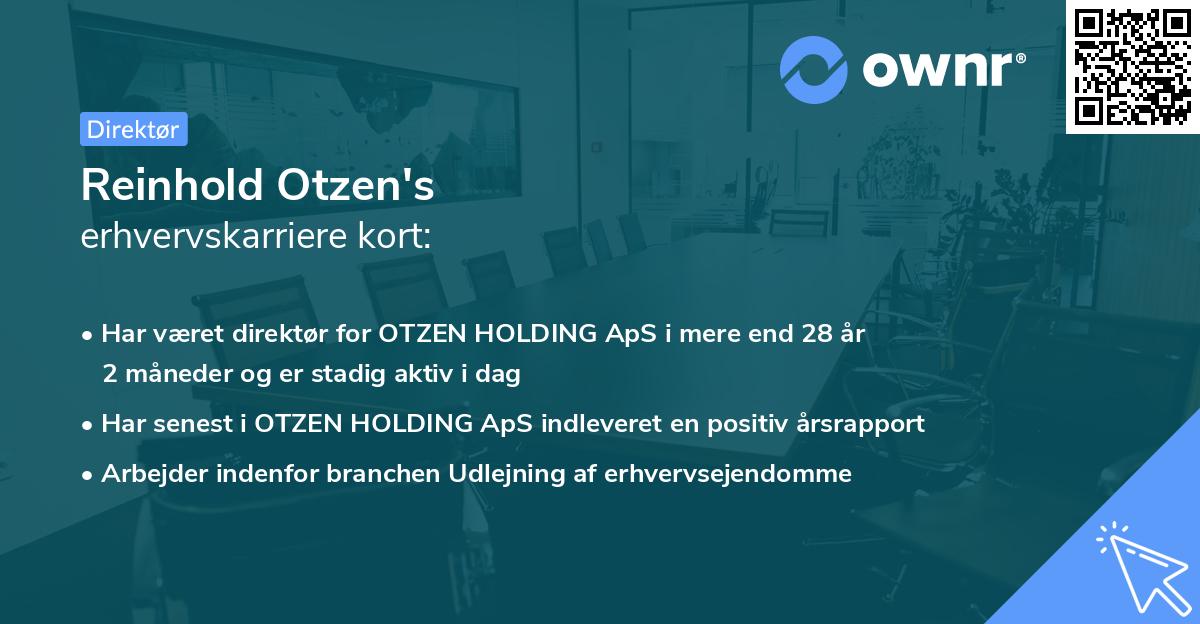 Reinhold Otzen's erhvervskarriere kort