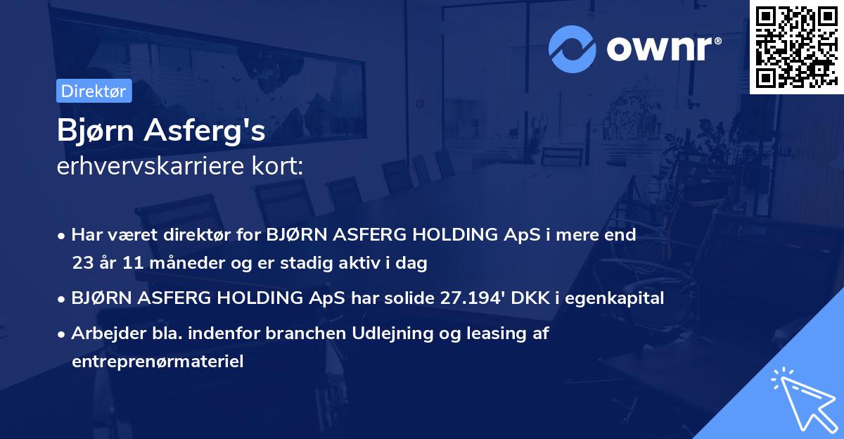Bjørn Asferg's erhvervskarriere kort