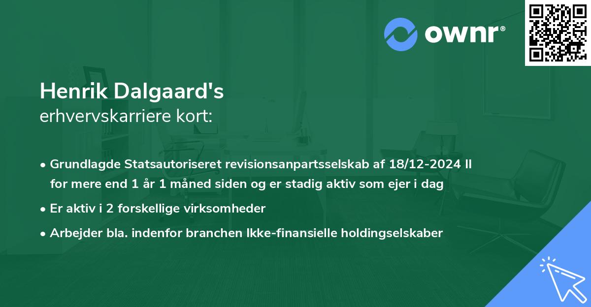 Henrik Dalgaard's erhvervskarriere kort