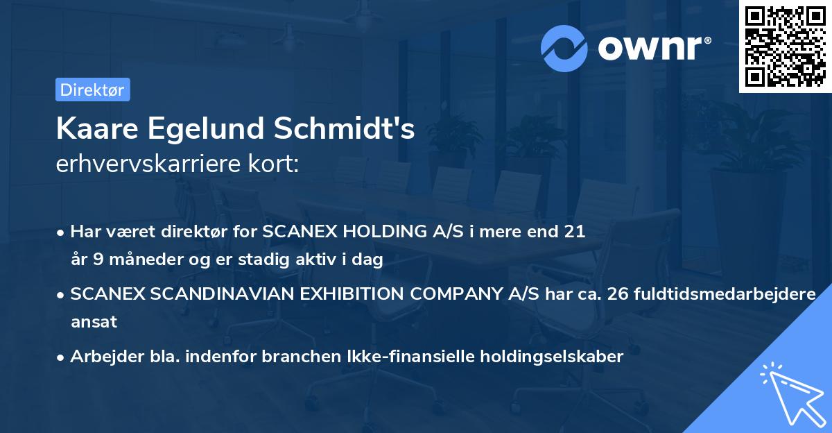 Kaare Egelund Schmidt's erhvervskarriere kort