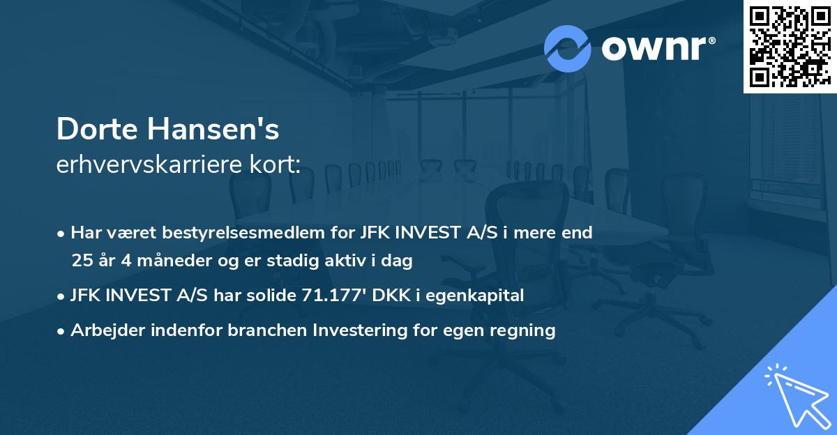 Dorte Hansen's erhvervskarriere kort
