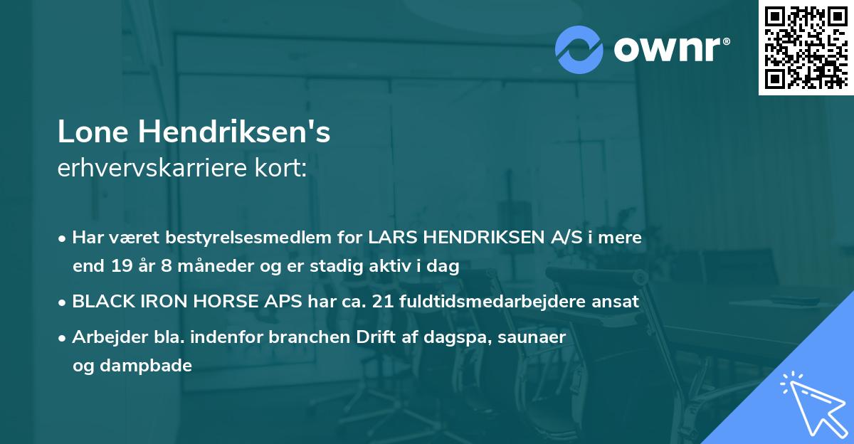 Lone Hendriksen's erhvervskarriere kort