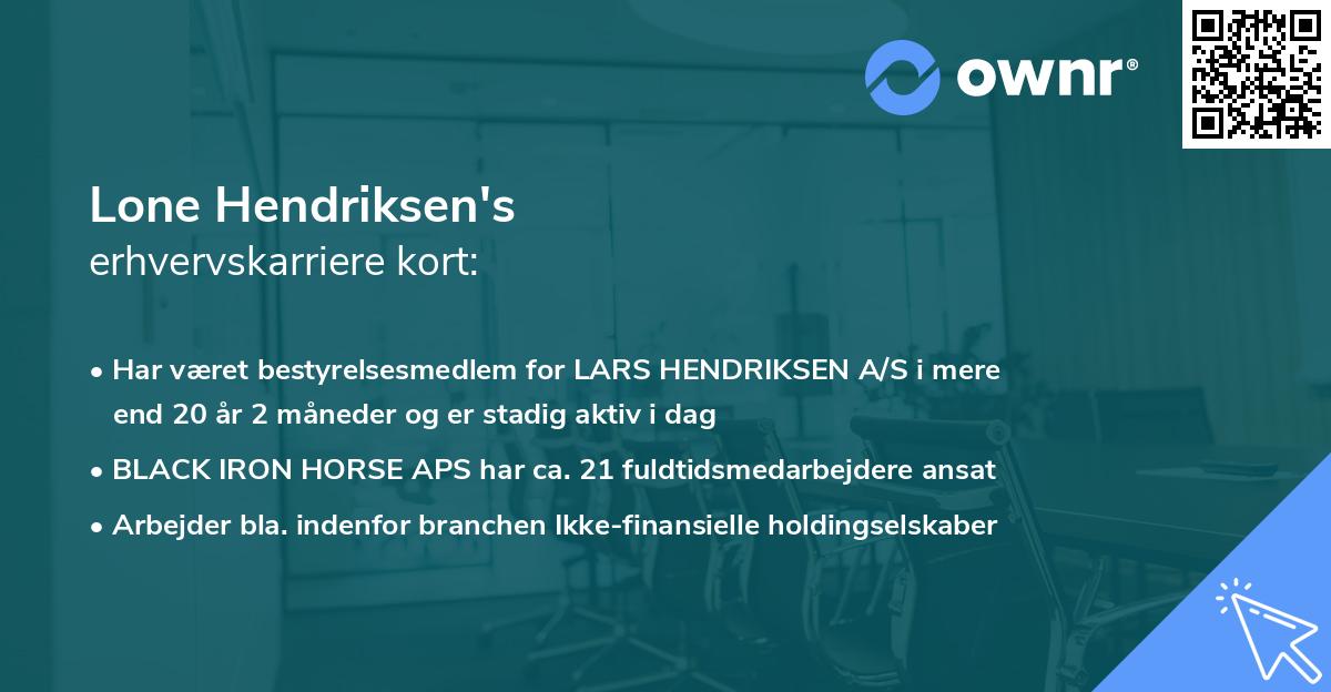 Lone Hendriksen's erhvervskarriere kort