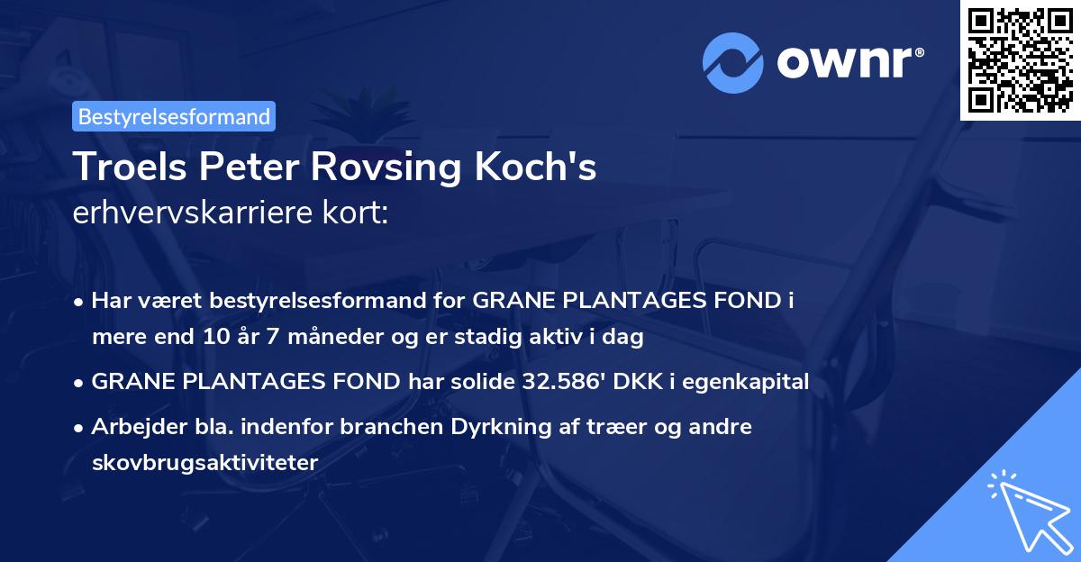Troels Peter Rovsing Koch's erhvervskarriere kort