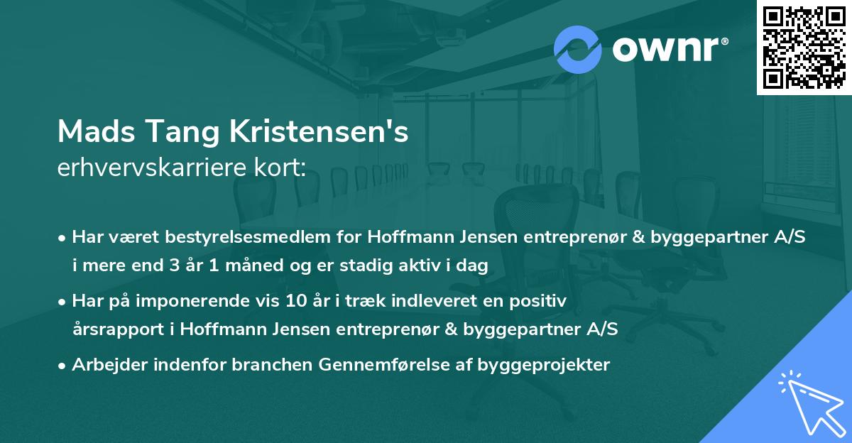 Mads Tang Kristensen's erhvervskarriere kort