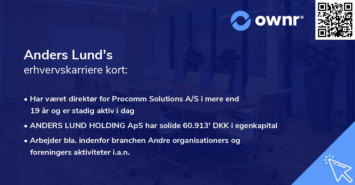 Anders Lund's erhvervskarriere kort