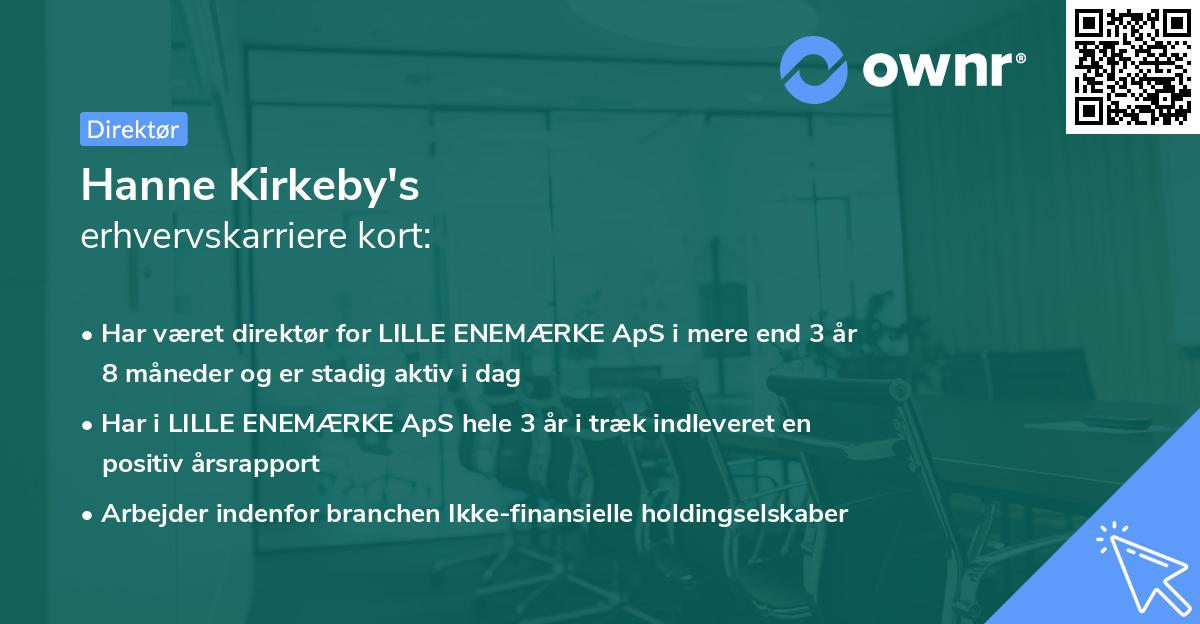 Hanne Kirkeby's erhvervskarriere kort