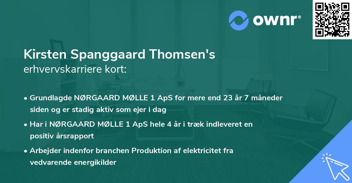 Kirsten Spanggaard Thomsen's erhvervskarriere kort