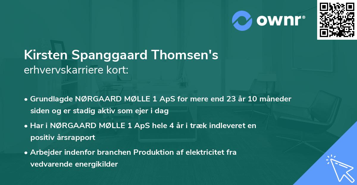 Kirsten Spanggaard Thomsen's erhvervskarriere kort