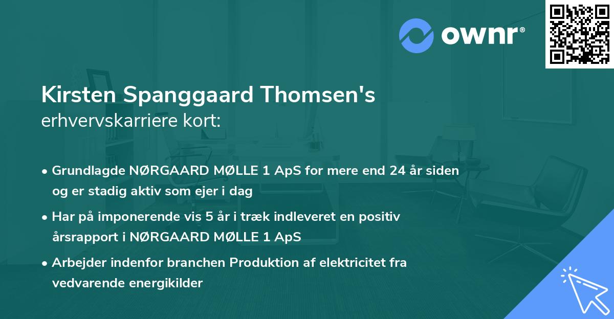 Kirsten Spanggaard Thomsen's erhvervskarriere kort