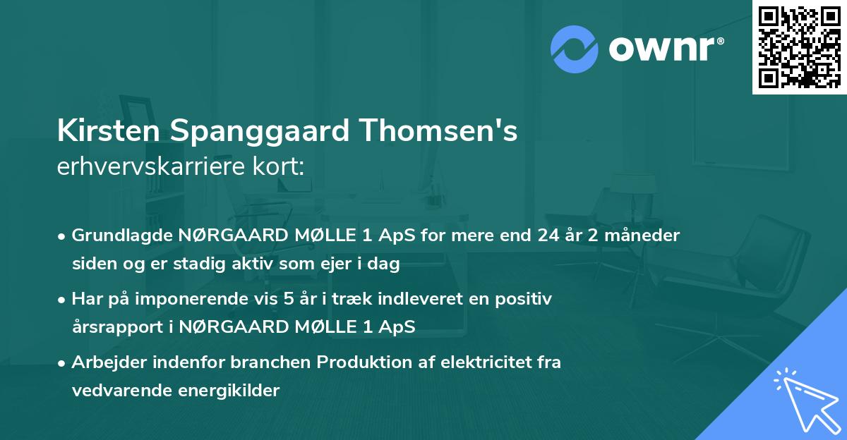Kirsten Spanggaard Thomsen's erhvervskarriere kort