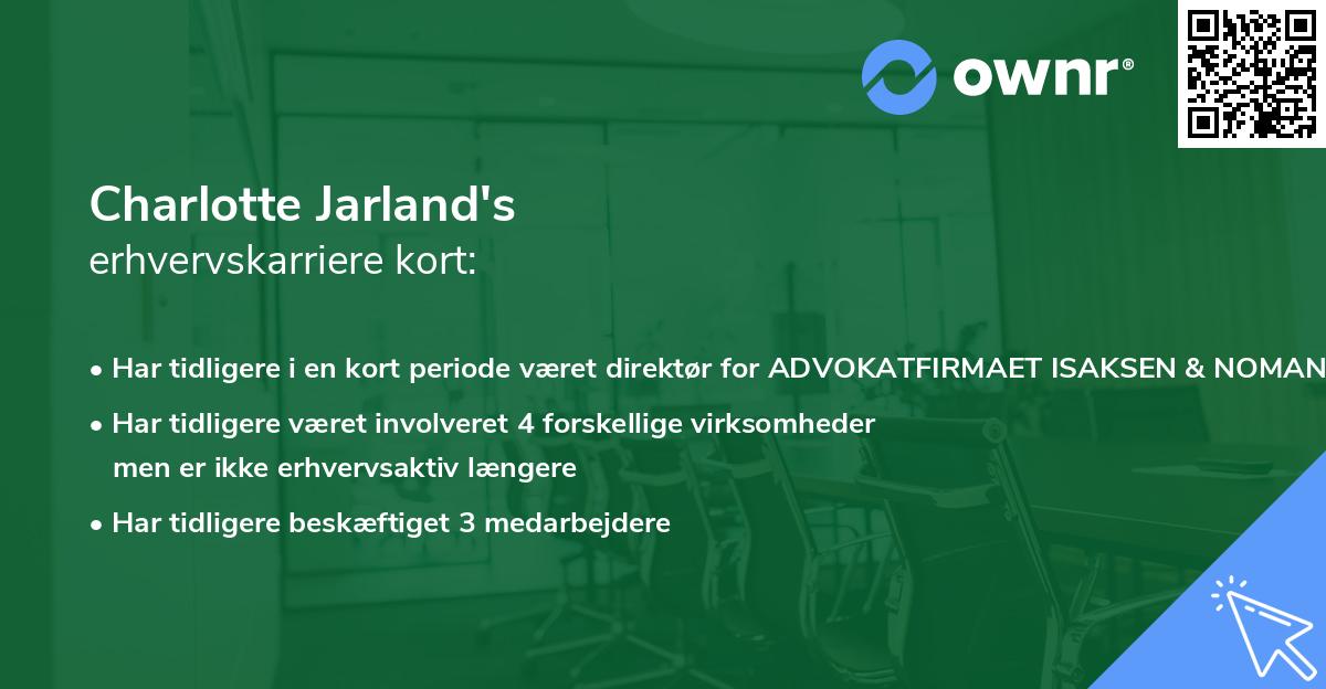 Charlotte Jarland's erhvervskarriere kort