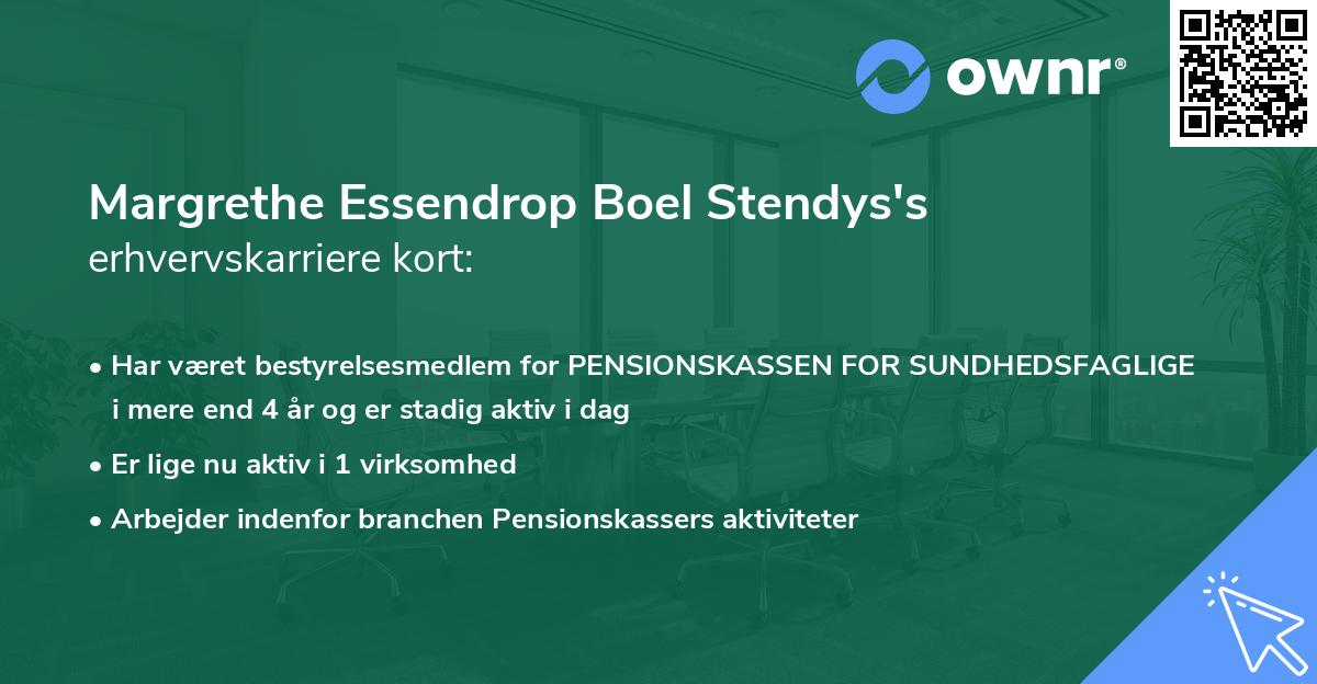 Margrethe Essendrop Boel Stendys's erhvervskarriere kort