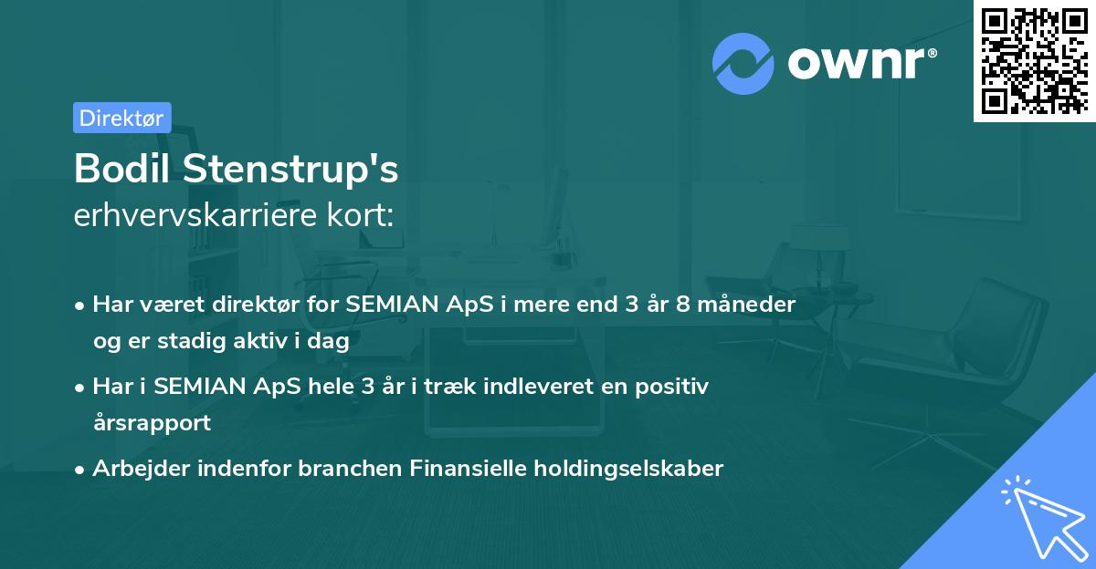 Bodil Stenstrup's erhvervskarriere kort