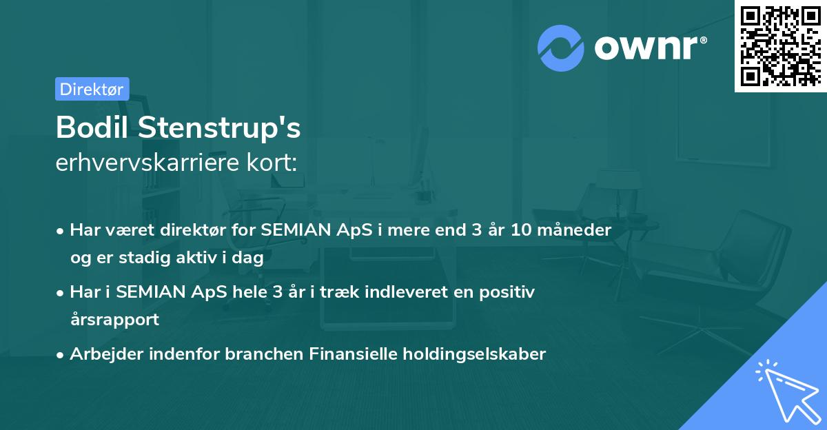 Bodil Stenstrup's erhvervskarriere kort