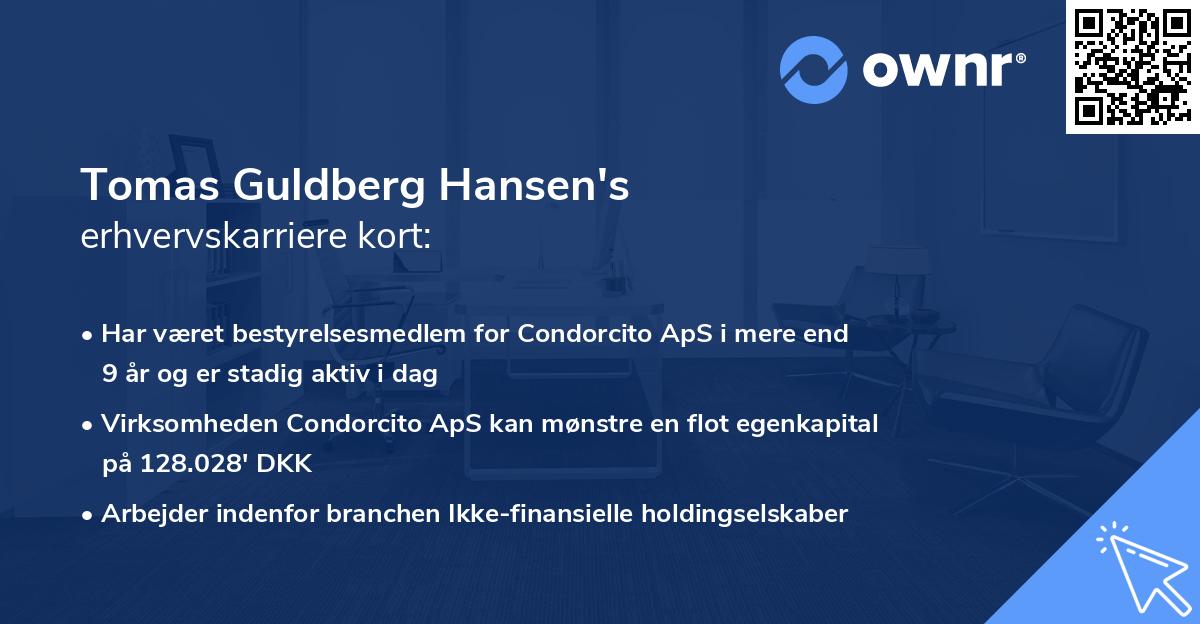 Tomas Guldberg Hansen's erhvervskarriere kort