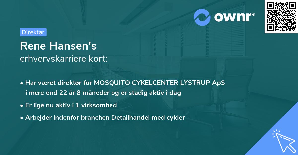 Rene Hansen's erhvervskarriere kort