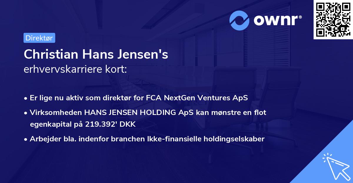 Christian Hans Jensen's erhvervskarriere kort